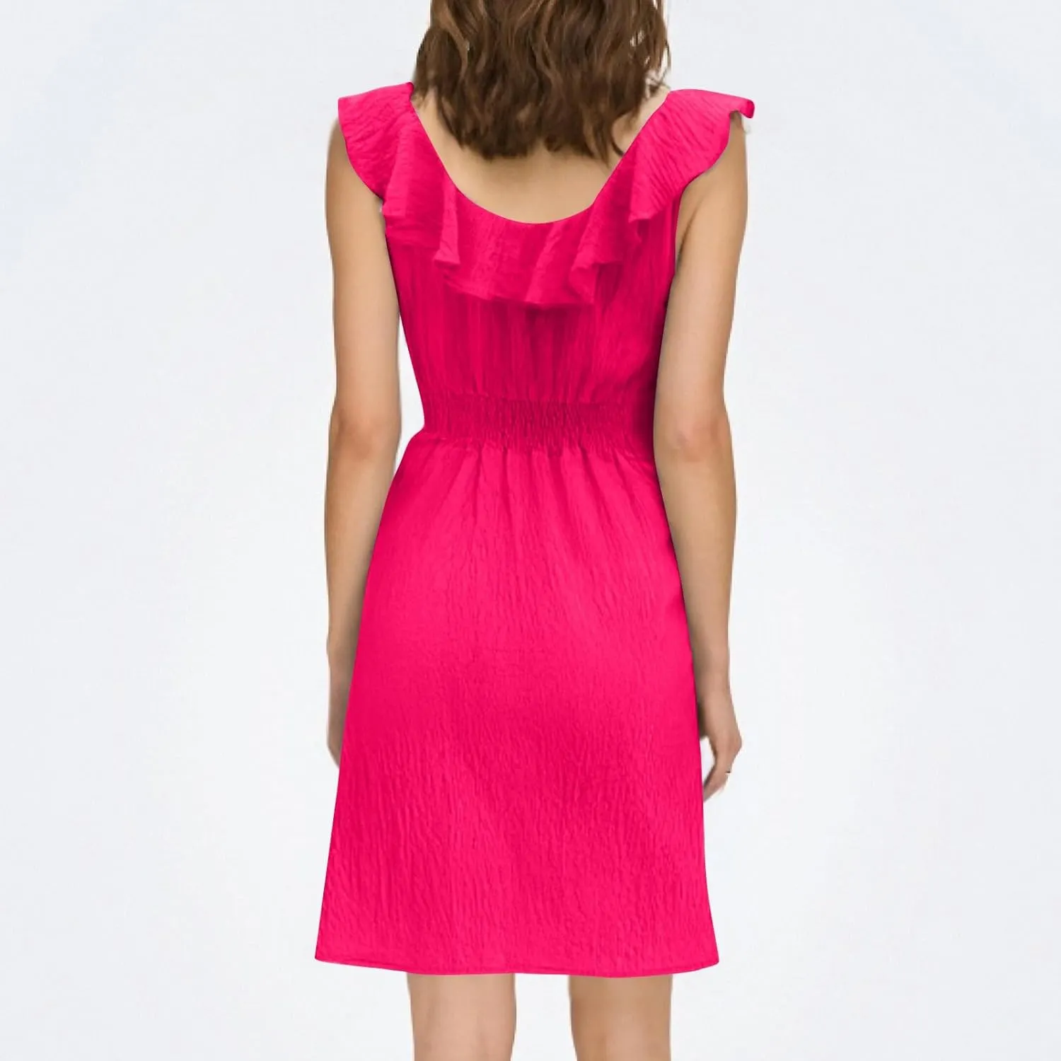 Summer Dresses for Women 2025 Trendy Sleeveless Ruffle Scoop Neck Sundresses Casual Beach Coverups Vacation Outfits