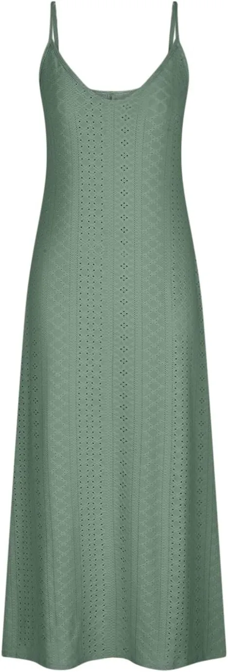 Summer Dresses for Women 2025 Trendy V Neck Eyelet Sleeveless Maxi Dress Spring Boho Beach Vacation Clothes