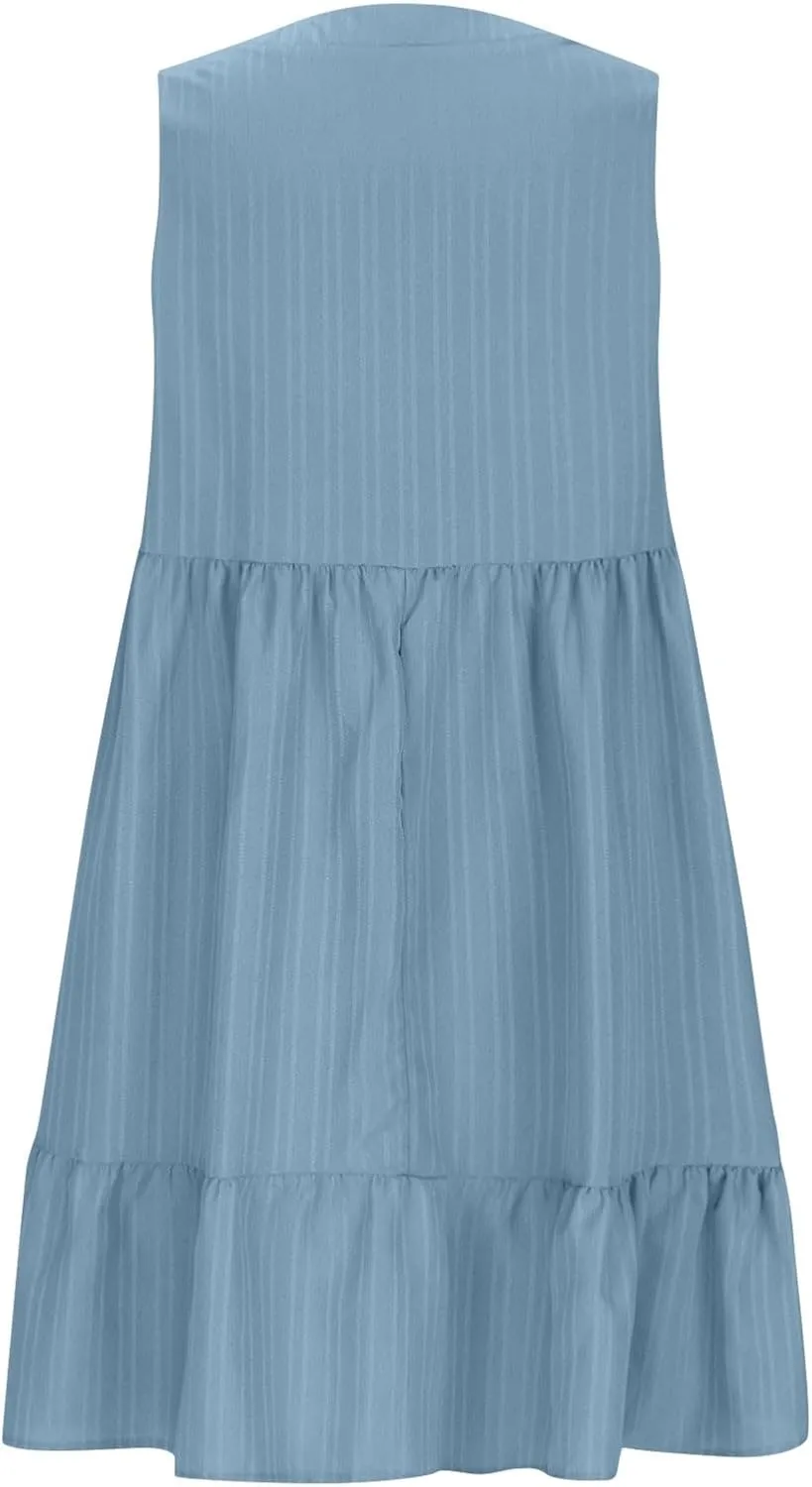 Summer Dresses for Women 2025,Petite Sleeveless Sundresses V Neck Dressy Casual Plus Size Midi Easter Beach Dress