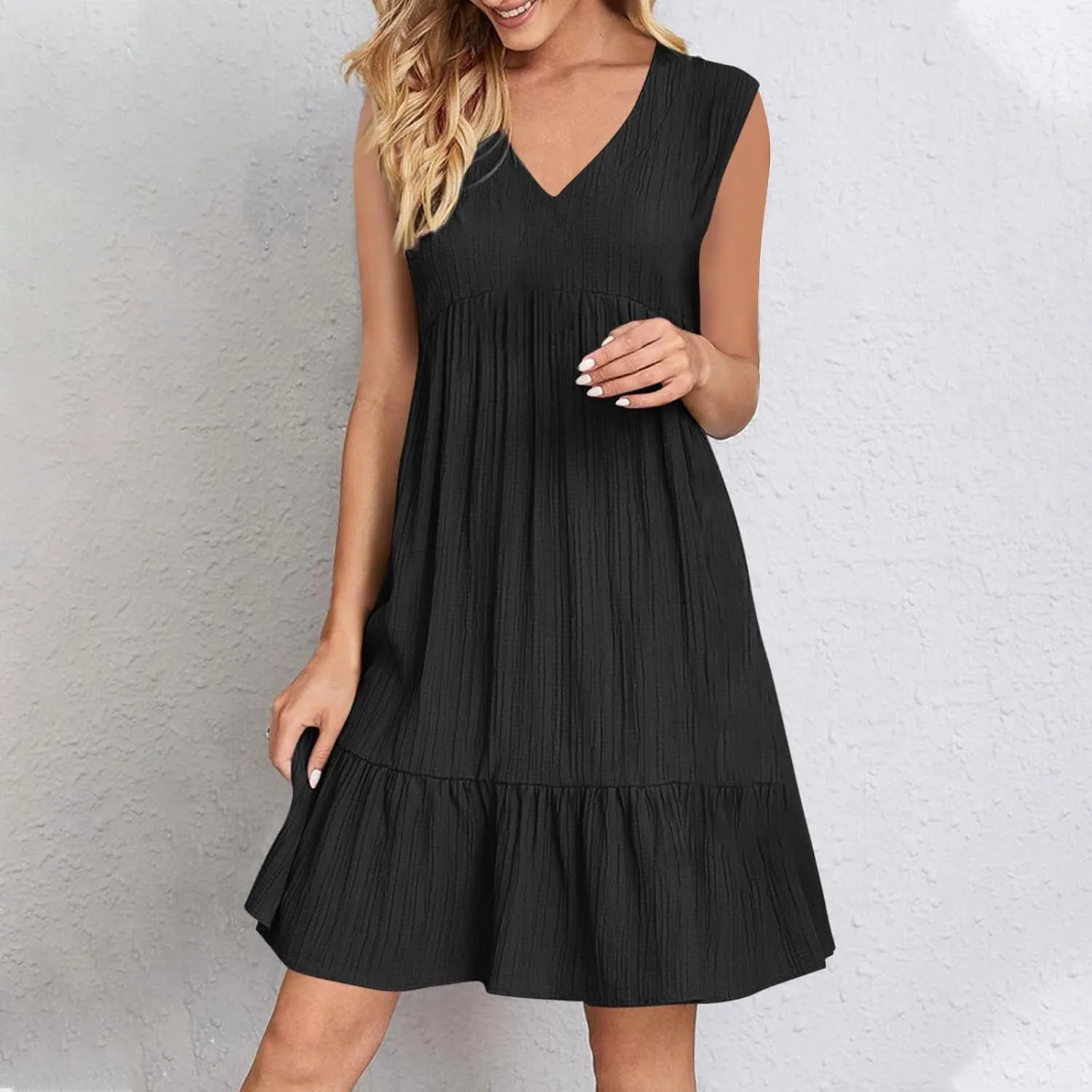 Summer Dresses for Women 2025,Petite Sleeveless Sundresses V Neck Dressy Casual Plus Size Midi Easter Beach Dress