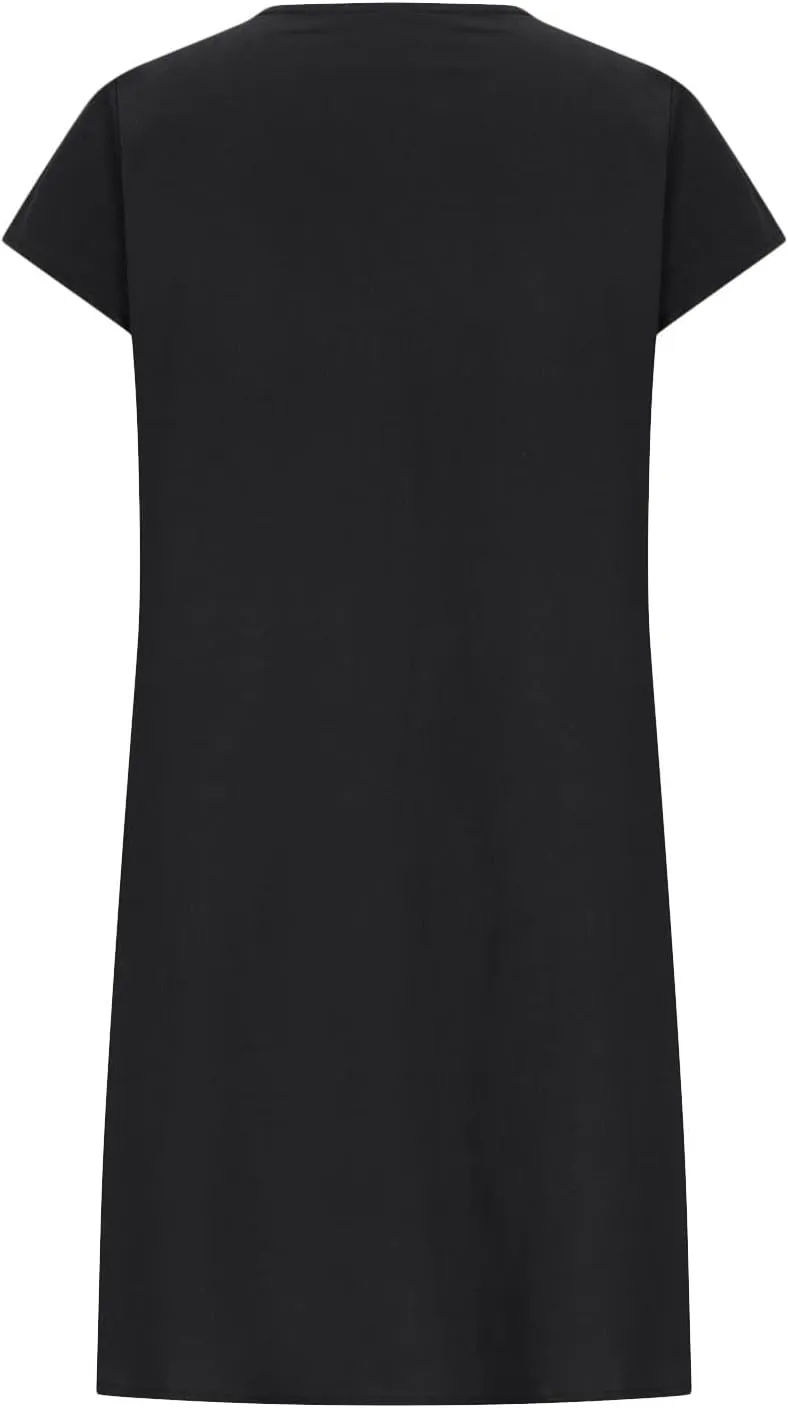 Summer Dresses for Women Casual Cotton Linen Midi Dress Plus Size Crew Neck Pleated Beach Dress Vacation Sundress