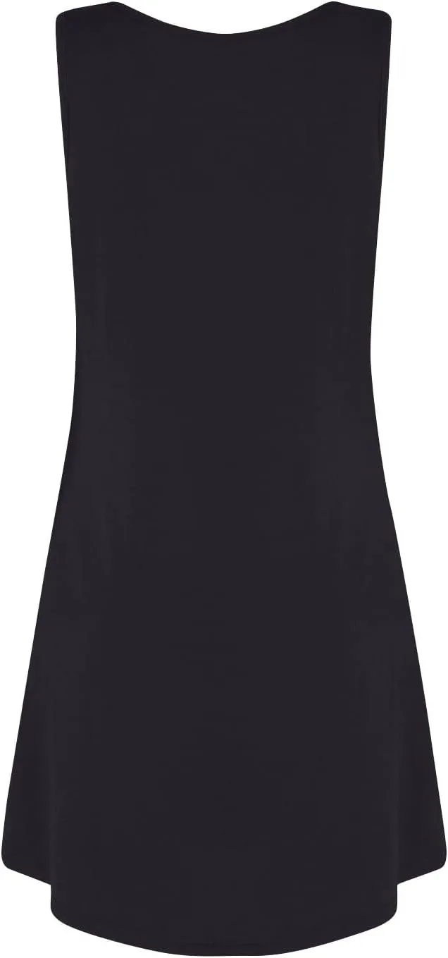 Summer Dresses for Women Casual Sleeveless Mini Dress printedBeach Sundresses Loose Tshirt Tank Dresses with Pockets