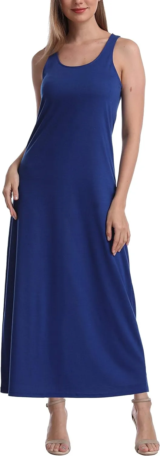 SUMONA Women Long Tank Tops Ankle Length Maxi Dress Bodycon Sleeveless Racerback
