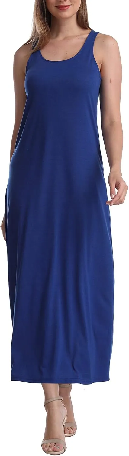 SUMONA Women Long Tank Tops Ankle Length Maxi Dress Bodycon Sleeveless Racerback