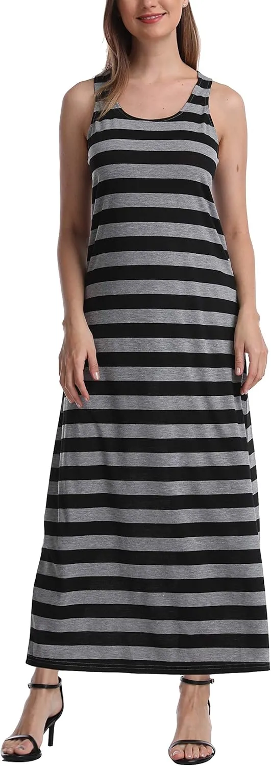 SUMONA Women Long Tank Tops Ankle Length Maxi Dress Bodycon Sleeveless Racerback