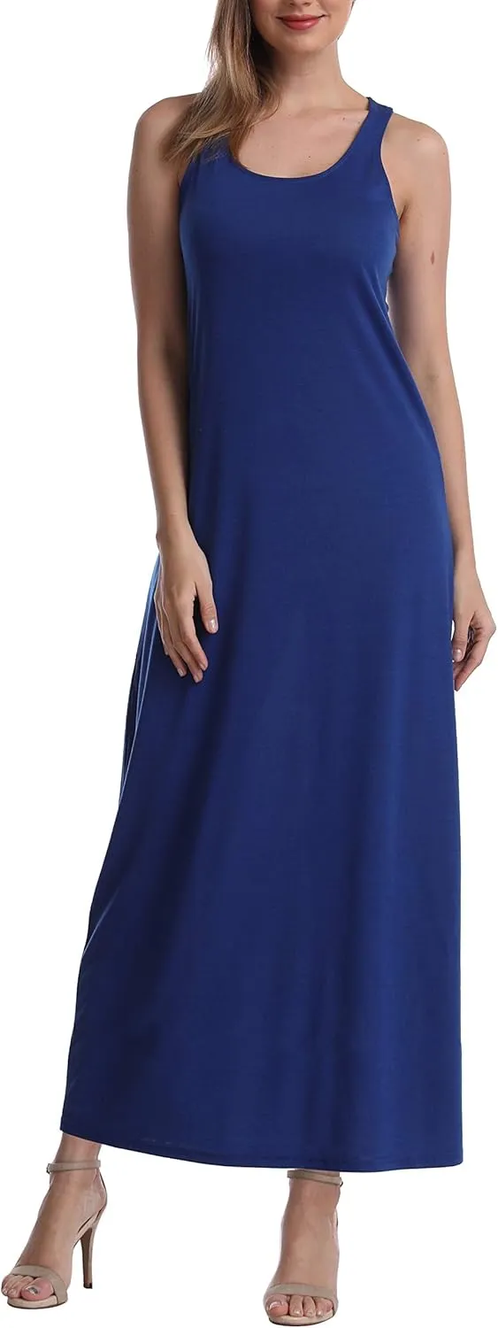 SUMONA Women Long Tank Tops Ankle Length Maxi Dress Bodycon Sleeveless Racerback