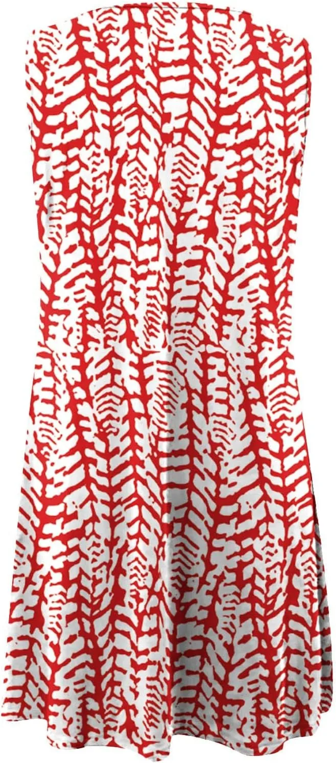 Sun Dresses for Women 2025 Vacation Sleeveless Floral Mini Dress O-Ring Neck Swing Flowy Sundress Beach Clothes