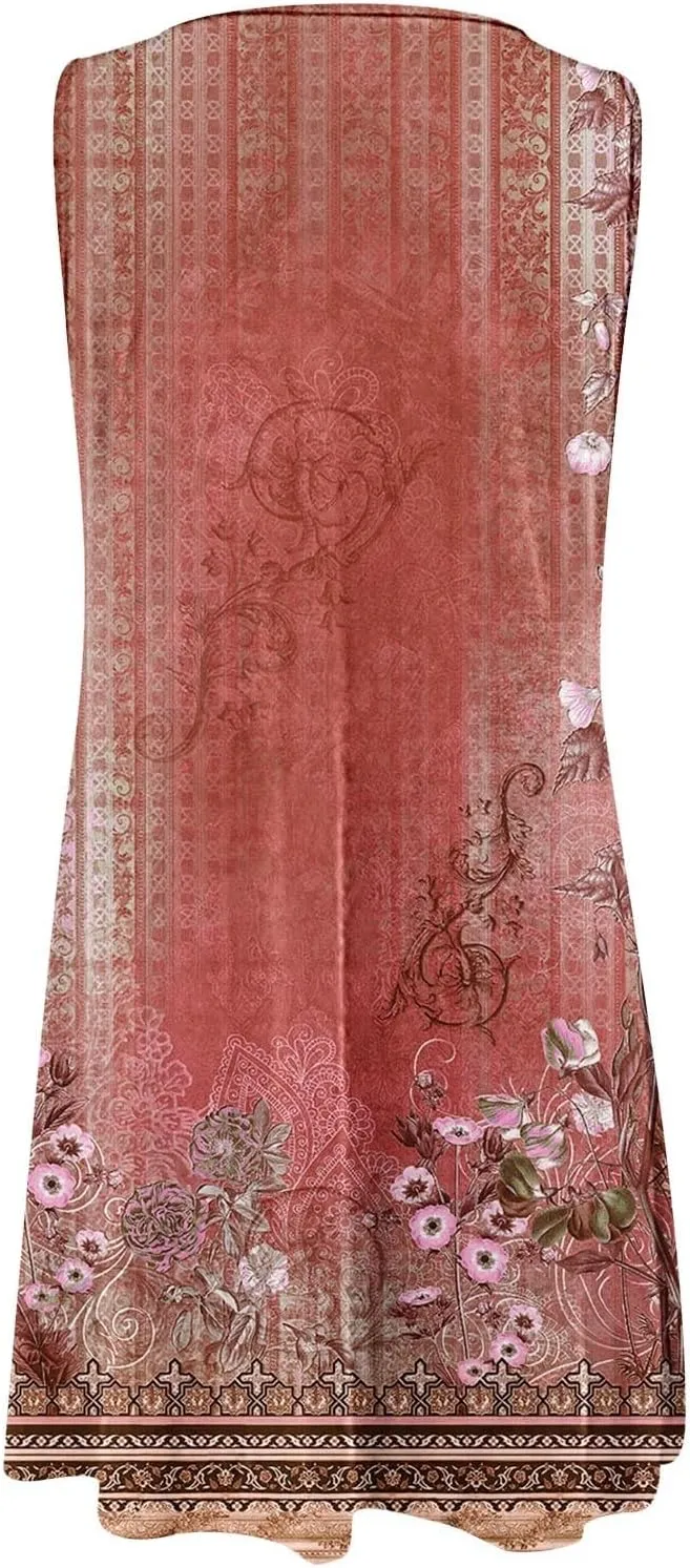 Sun Dresses for Women 2025 Vacation Summer Trendy Casual Sleeveless Tank Sundresses Boho Beach Spring Dresses