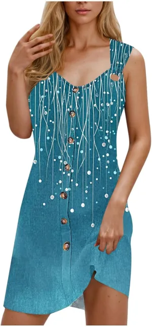 Sundresses for Women Casual Sleeveless Floral Retro Short Dresses A-Line Beach Summer Dress Trendy 2025 Vacation