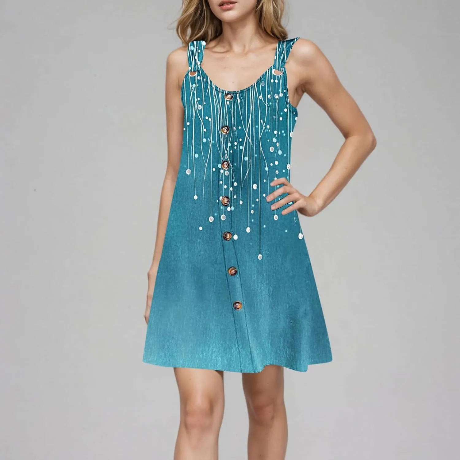 Sundresses for Women Casual Sleeveless Floral Retro Short Dresses A-Line Beach Summer Dress Trendy 2025 Vacation