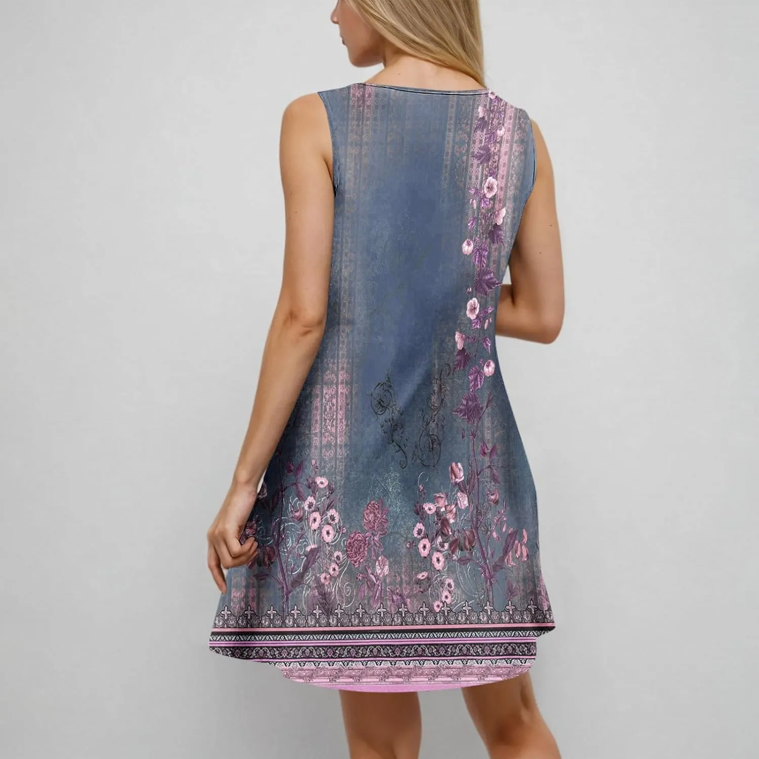 Sundresses for Women Casual Sleeveless Floral Retro Short Dresses A-Line Beach Summer Dress Trendy 2025 Vacation