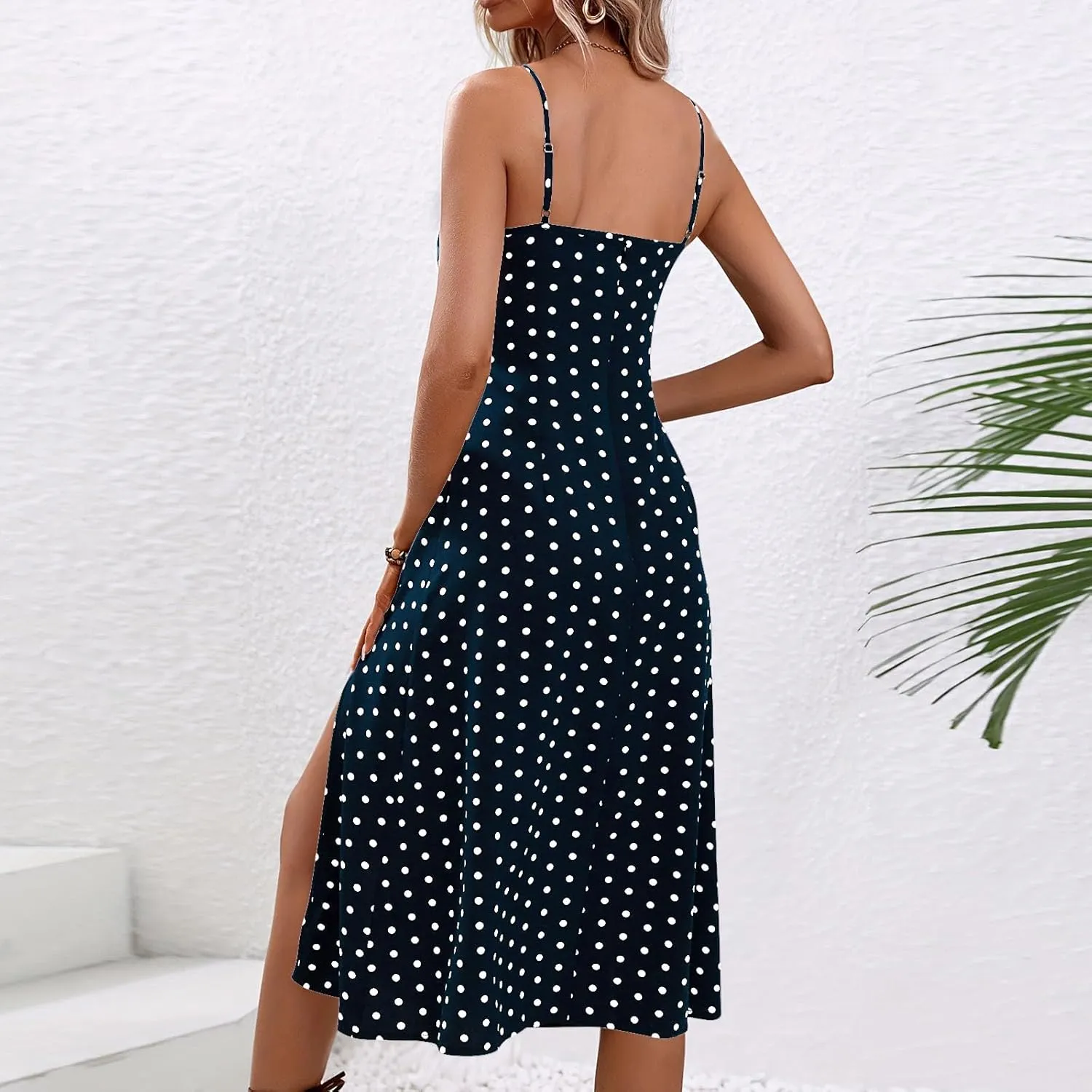 TANGNADE Summer Dresses for Women 2025 Vacation Beach Spaghetti Straps Square Neck Ladies Midi Dress Wedding Guest Dress
