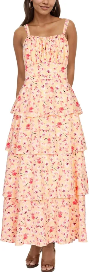 Tiered Ruffle Dress Women Casual Summer Spaghetti Strap Sleeveless Floral Layered Maxi Dress for Women Beach Sundress