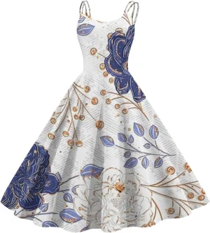 Vintage Cocktail Dresses for Women Fashion Sleeveless Knee Length Retro A Line Flared Swing Formal Prom Party