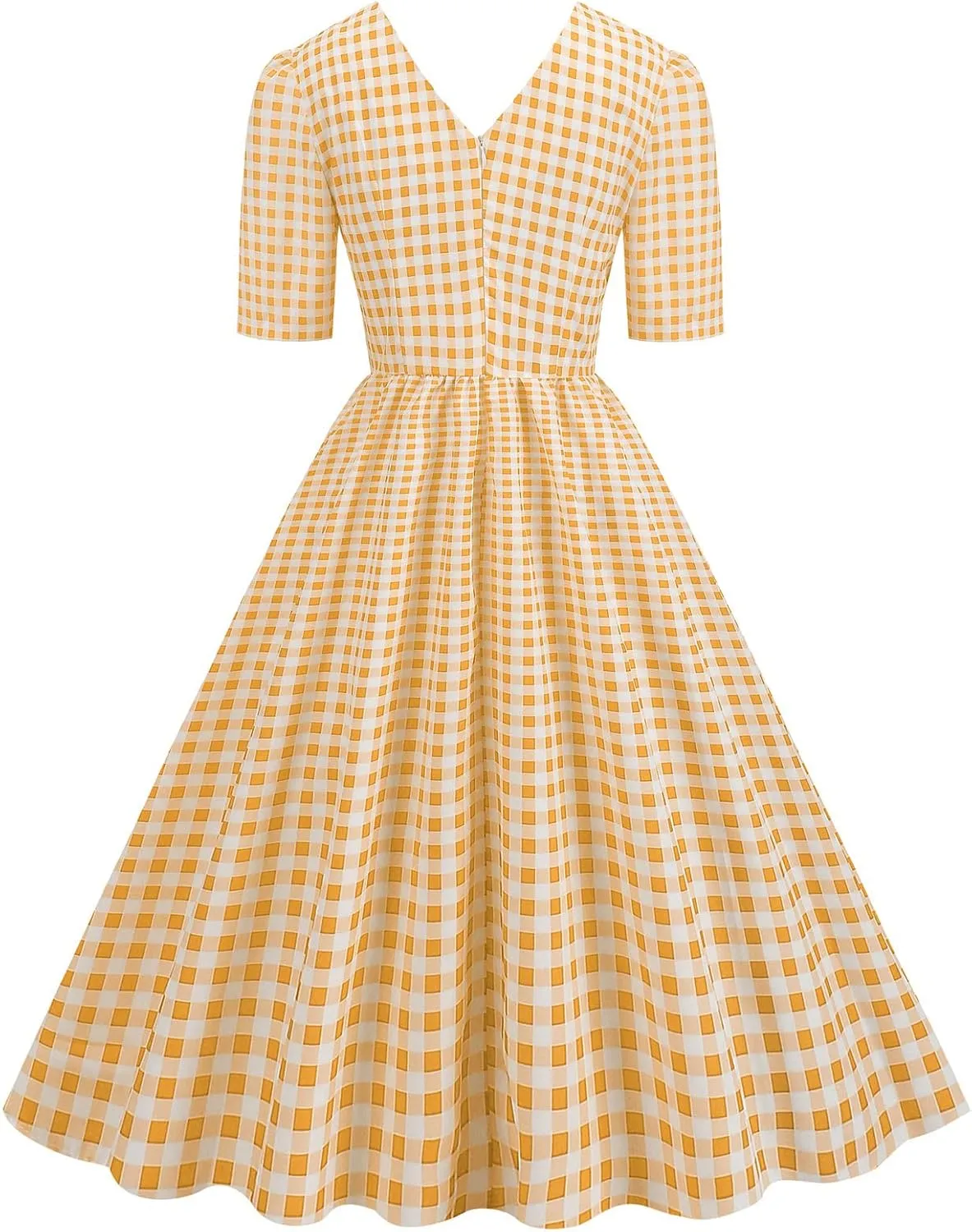 Vintage Dress for Women Semi-Formal 1950s Polka Dots V-Neck Swing A-Line Rockabilly Midi Dresses Garden Party Dresses