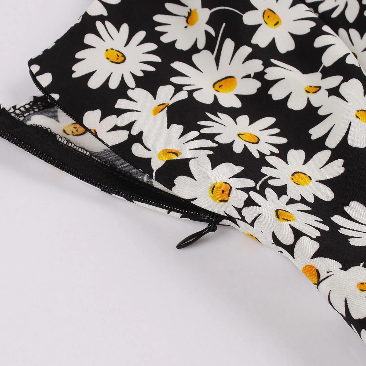 Women 1950s Retro Dress Daisy Print Swing Cocktail Dresses Spaghetti Straps Tie Front Plus Size Cute Tea Party Dress