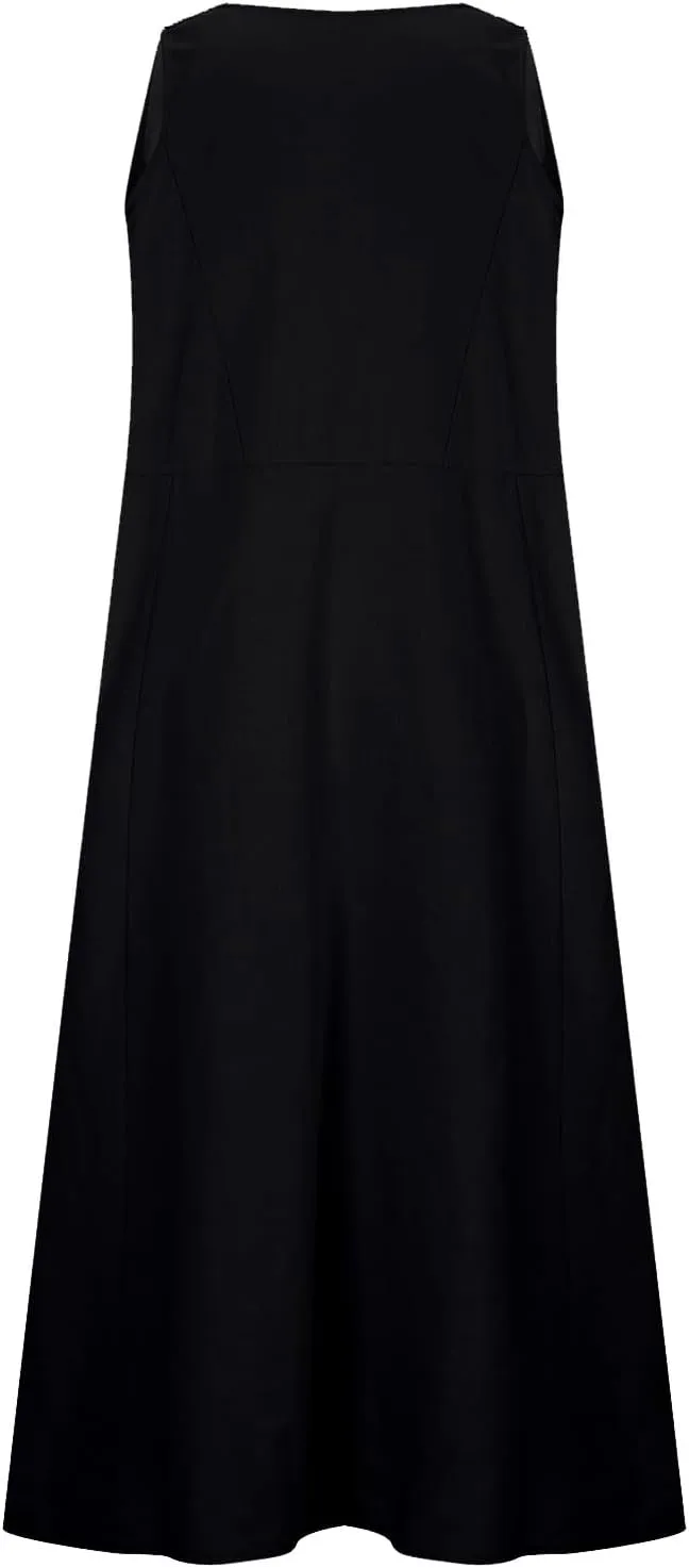Women Cotton Linen Summer Dresses 2024 Trendy Maxi Dress Flowy Sleeveless Long Sundresses Boho Casual Vacation Clothes
