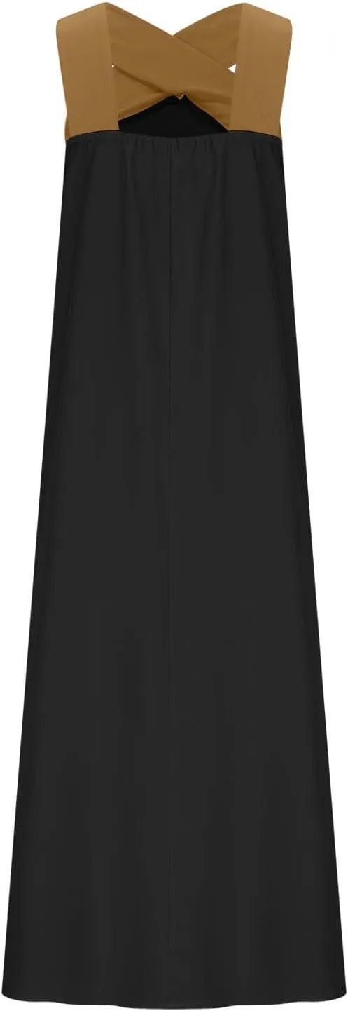 Women Criss Cross Dress Loose Fit Sleeveless Backless Going Out Outfits Summer Beach Boho Trendy Sundress