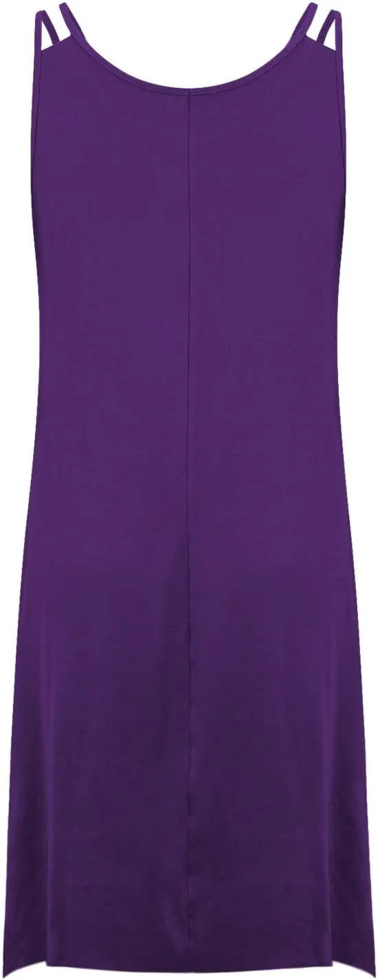 Women Plus Size Midi Dresses Trendy Irregular Hem Sleeveless Crewneck Loose Comfy Tank Dress Summer Beach Sundress
