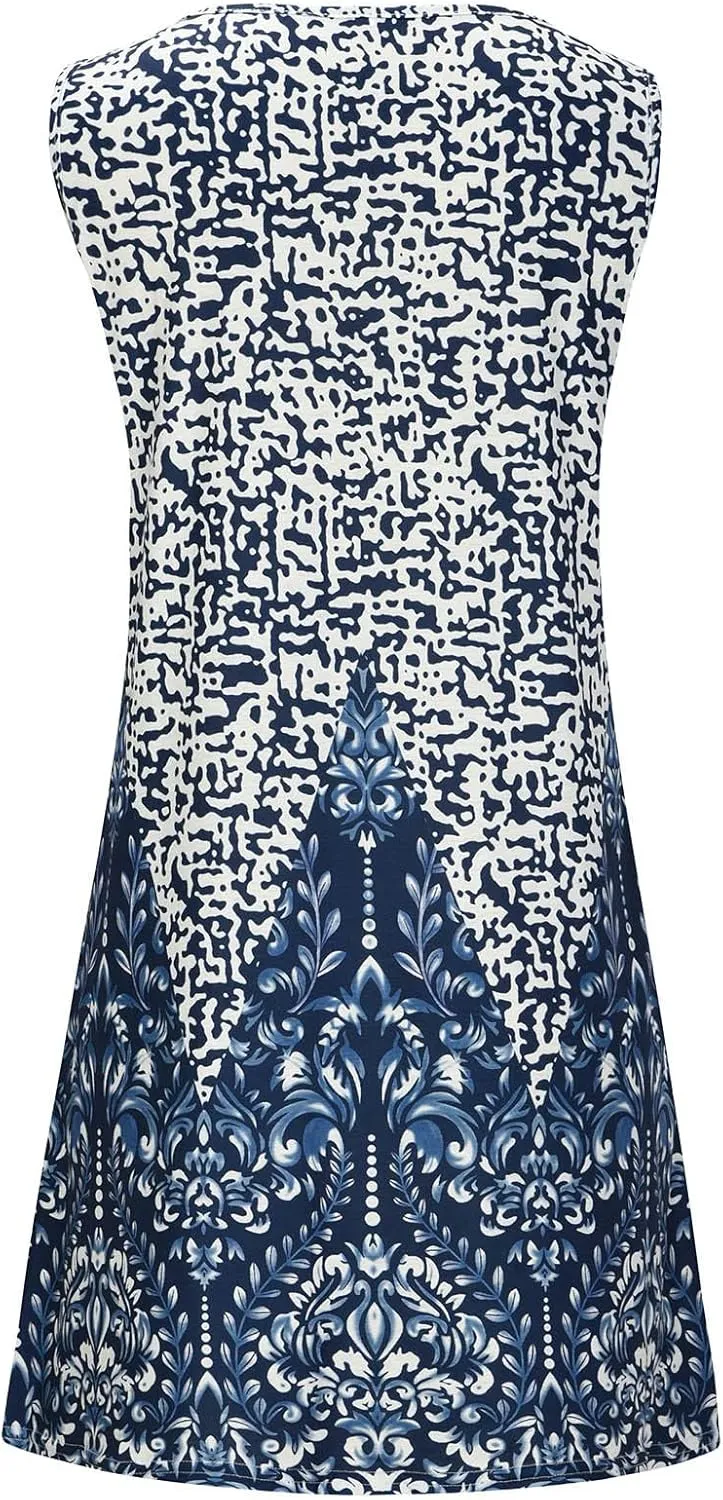 Women Short Summer Dresses 2024 Floral Boho Trendy Dress Sleeveless Causal Sundresses Cute Beach Vacation Clothes