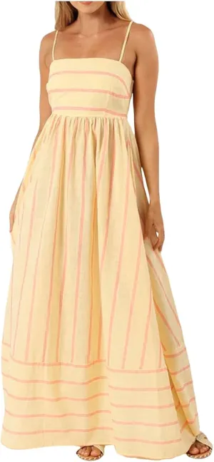 Women Striped Print Maxi Dress Spaghetti Strap Flowy Tiered Dress Sleeveless Casual Summer Sundress, 3X-Large, Black