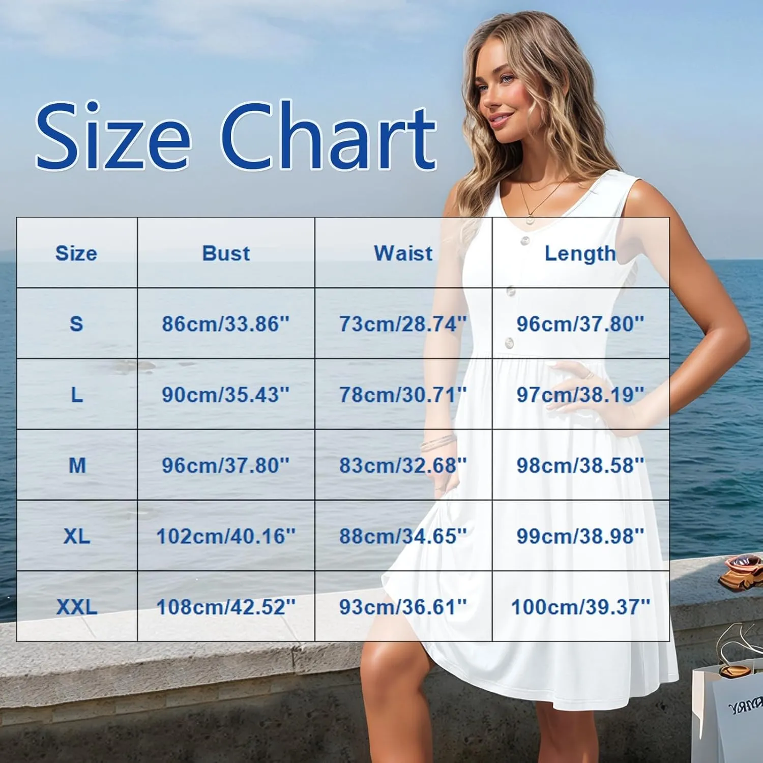 Women Summer Dresses Sleeveless Casual Loose Swing Button Down Midi Sundress with Pockets Beach Vacation