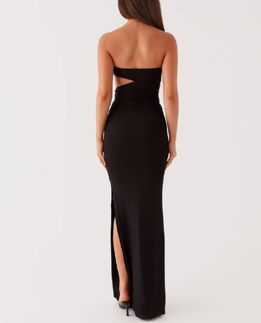 Women Y2K Cut Out Tube Long Dress Strapless Bodycon Maxi Dress Backless Cocktail Party Bandeau Dresseses