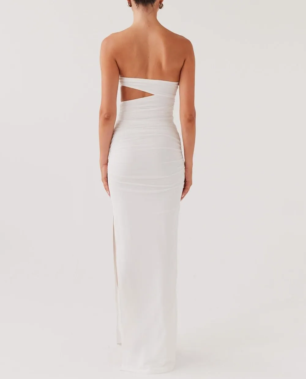 Women Y2K Cut Out Tube Long Dress Strapless Bodycon Maxi Dress Backless Cocktail Party Bandeau Dresseses