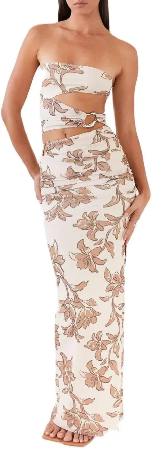 Women Y2K Cut Out Tube Long Dress Strapless Bodycon Maxi Dress Backless Cocktail Party Bandeau Dresseses