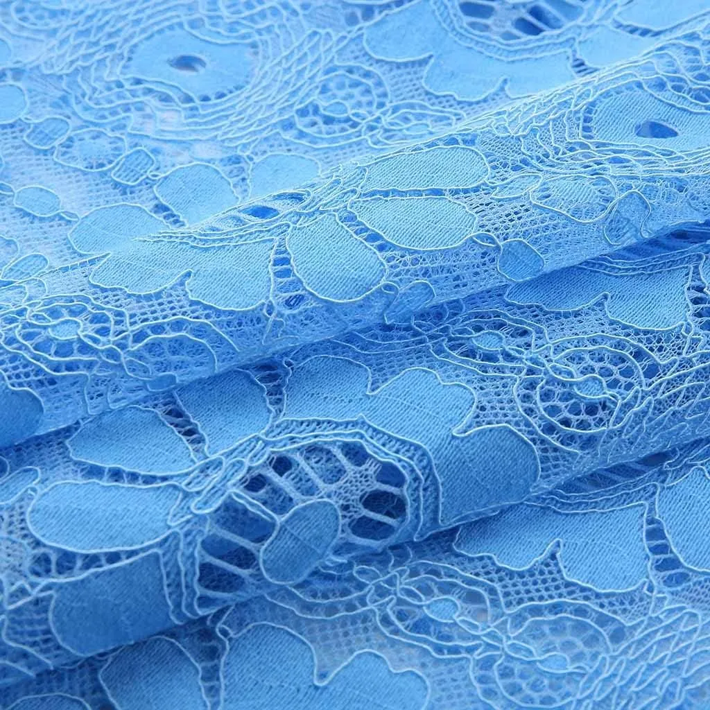 Women's 2024 Boho Long Sleeve V Neck Smocked High Waist Flowy A Line Embroidered Lace Maxi Dress Loose Beach Sundress