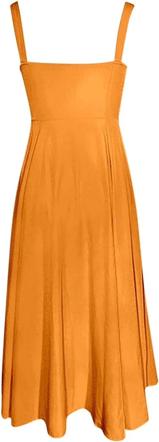 Womens 2024 Summer Maxi Dress Sleeveless Floral Spaghetti Strap Smocked Boho Beach Long Dress