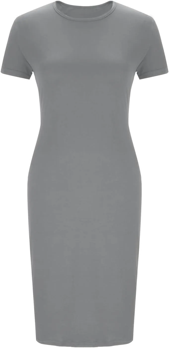 Womens 2025 Summer Tshirt Dresses Casual Short Sleeve Crewneck Beach Sundress Trendy Elegant Slim Base Long Dress