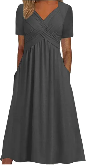 Women's Casual Short Sleeve T Shirt Dresses Summer 2025 Beach Trendy Sundresses Teacher Spring Tshirt Dress Vacation