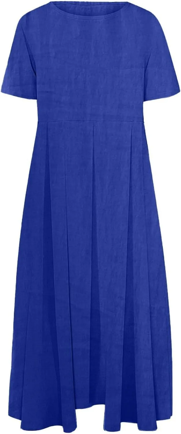 Womens Cotton Linen Maxi Dresses Summer Flowy Japanese Art Linen Dress 2024 Oversized Baggy Casual Fall Dresses