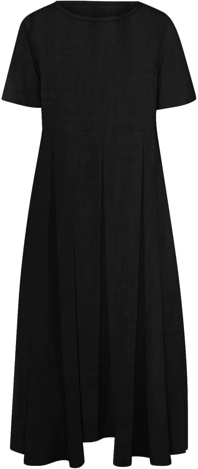 Womens Cotton Linen Maxi Dresses Summer Flowy Japanese Art Linen Dress 2024 Oversized Baggy Casual Fall Dresses