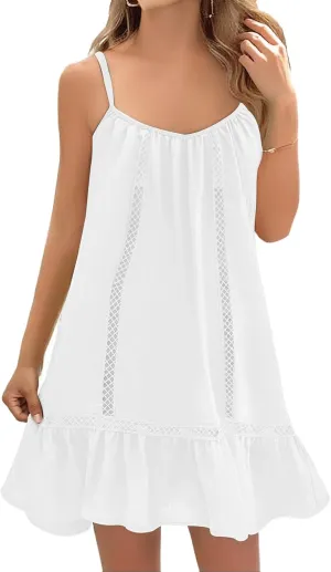 Womens Cover Up Swim Beach Dresses Loose Fit Coverups Spaghetti Straps Sundress Casual Plus Size Dress 2025
