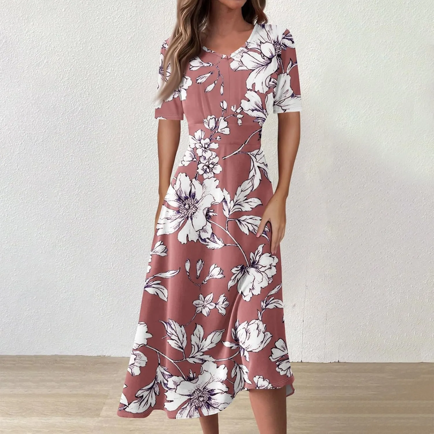 Womens Dresses Cotton Flowy Dresses for Women 2025 Casual Plus Size Floral Print Maxi Dresses