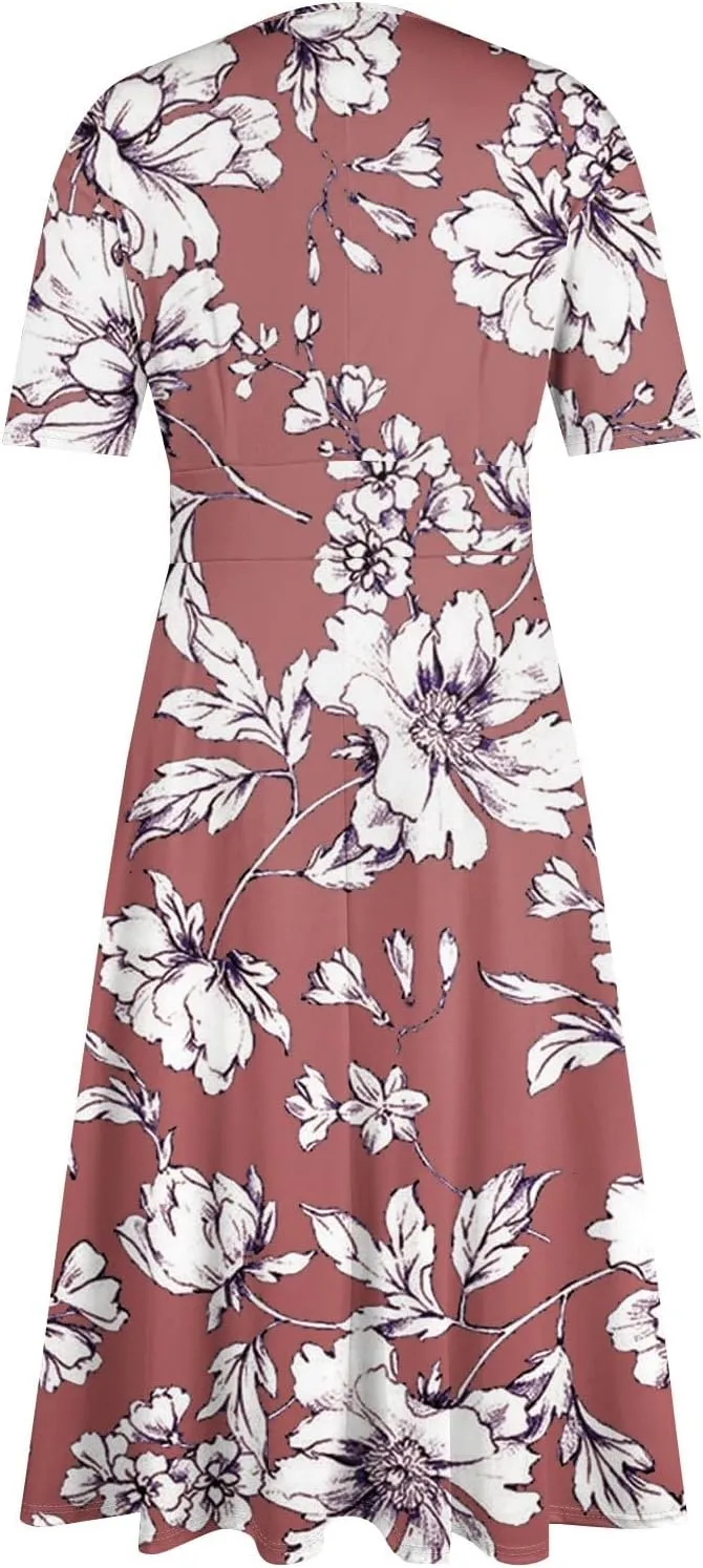 Womens Dresses Cotton Flowy Dresses for Women 2025 Casual Plus Size Floral Print Maxi Dresses