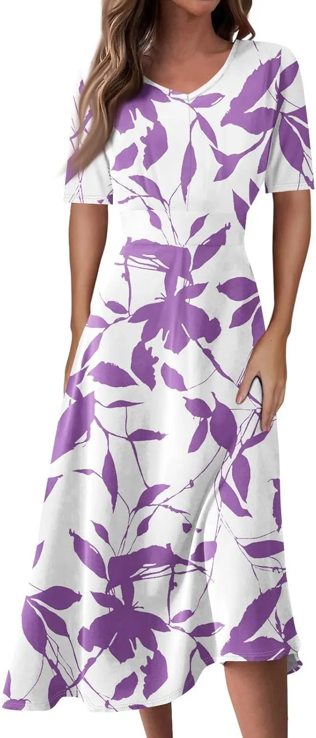 Womens Dresses Cotton Flowy Dresses for Women 2025 Casual Plus Size Floral Print Maxi Dresses