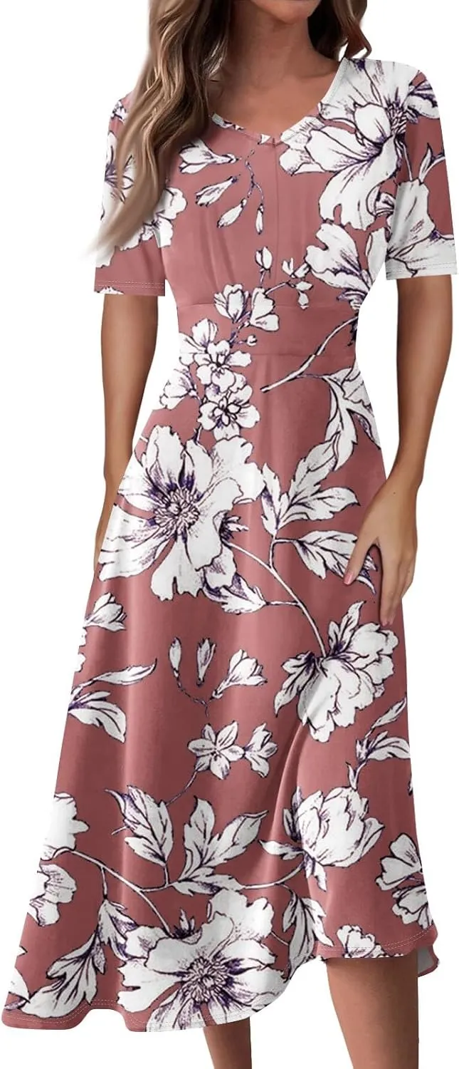 Womens Dresses Cotton Flowy Dresses for Women 2025 Casual Plus Size Floral Print Maxi Dresses