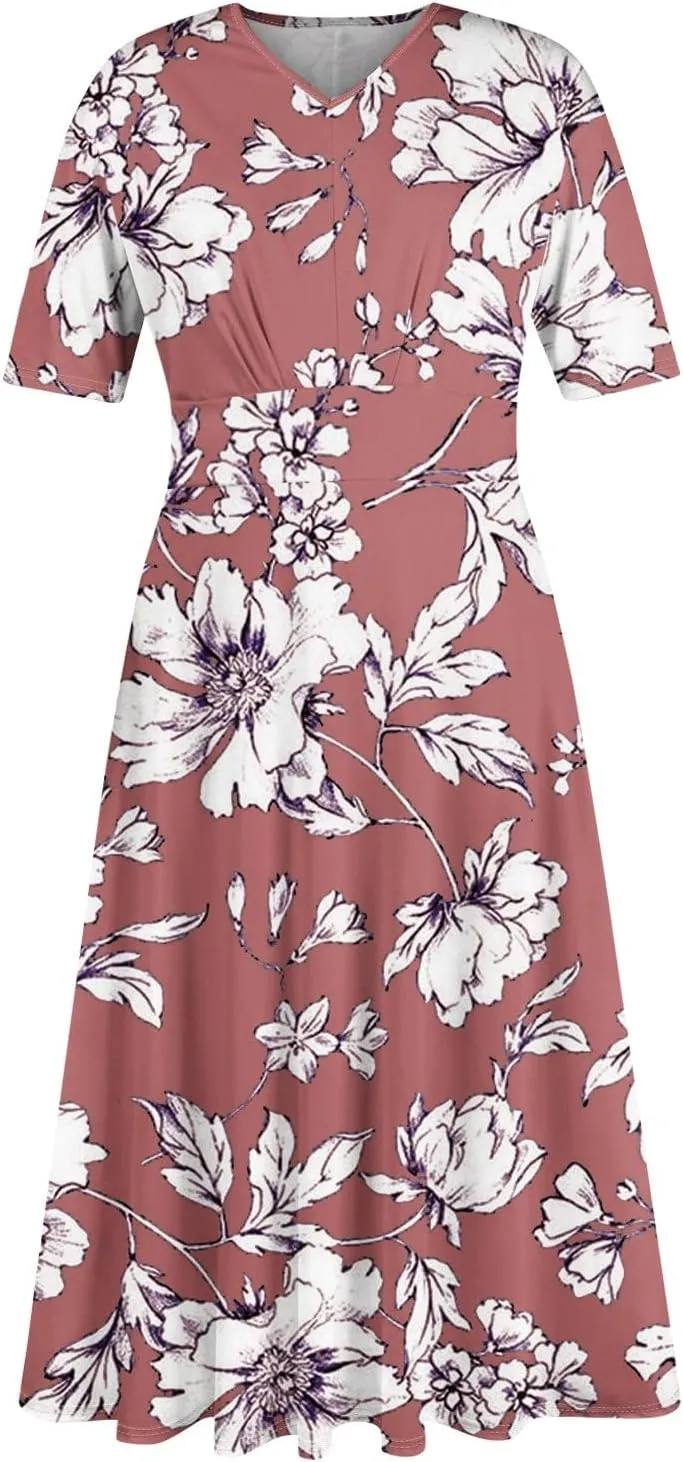 Womens Dresses Cotton Flowy Dresses for Women 2025 Casual Plus Size Floral Print Maxi Dresses