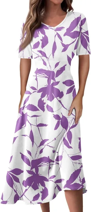 Womens Dresses Cotton Flowy Dresses for Women 2025 Casual Plus Size Floral Print Maxi Dresses