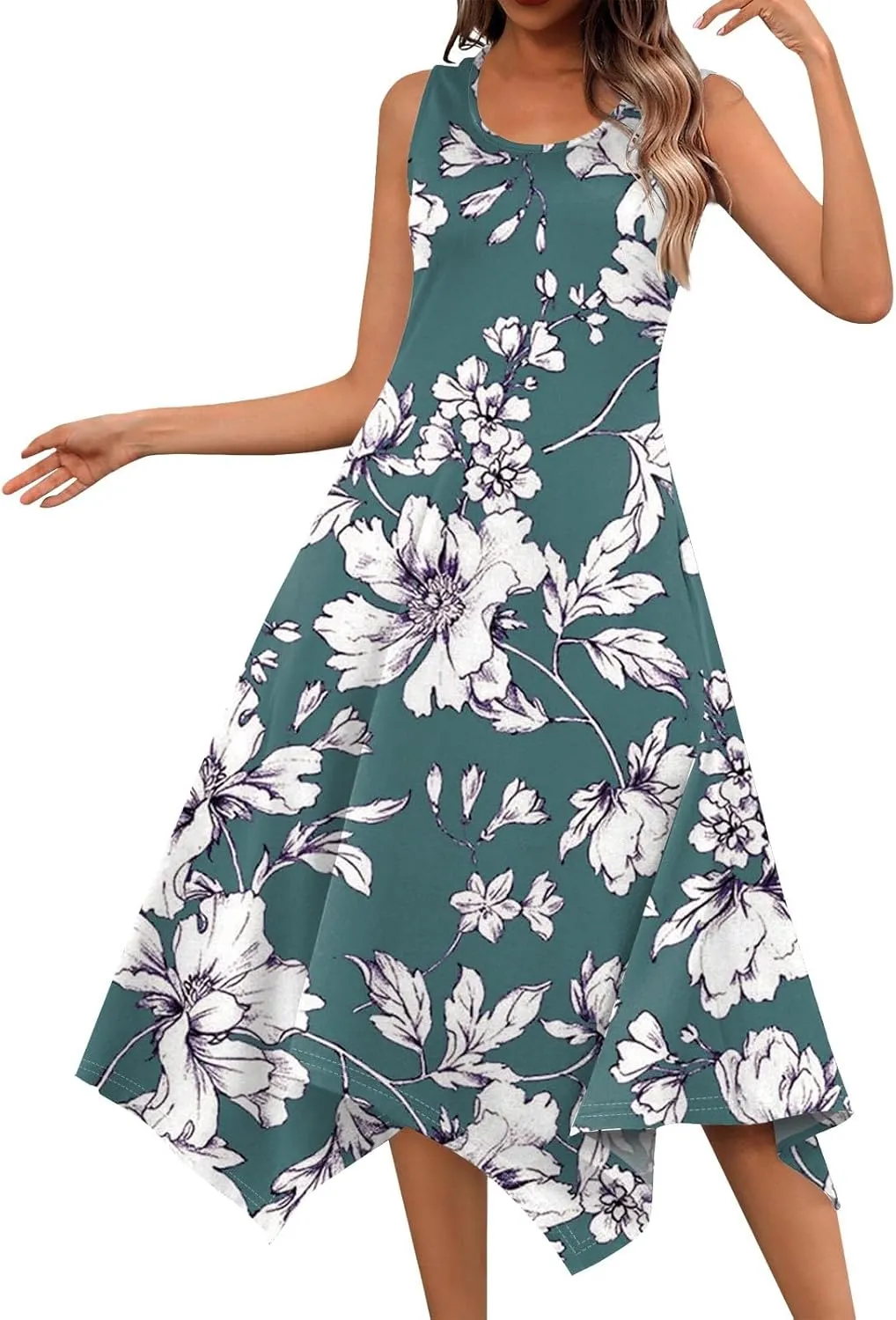 Womens Dresses Dresses for Women 2025 Elegant Swing Floral Print Cotton Spring Summer Sundress Maxi