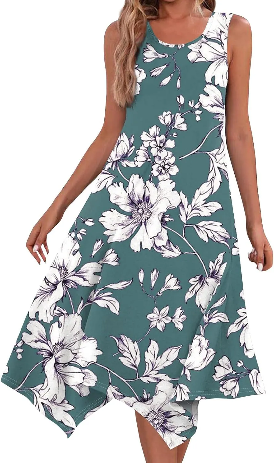 Womens Dresses Dresses for Women 2025 Elegant Swing Floral Print Cotton Spring Summer Sundress Maxi