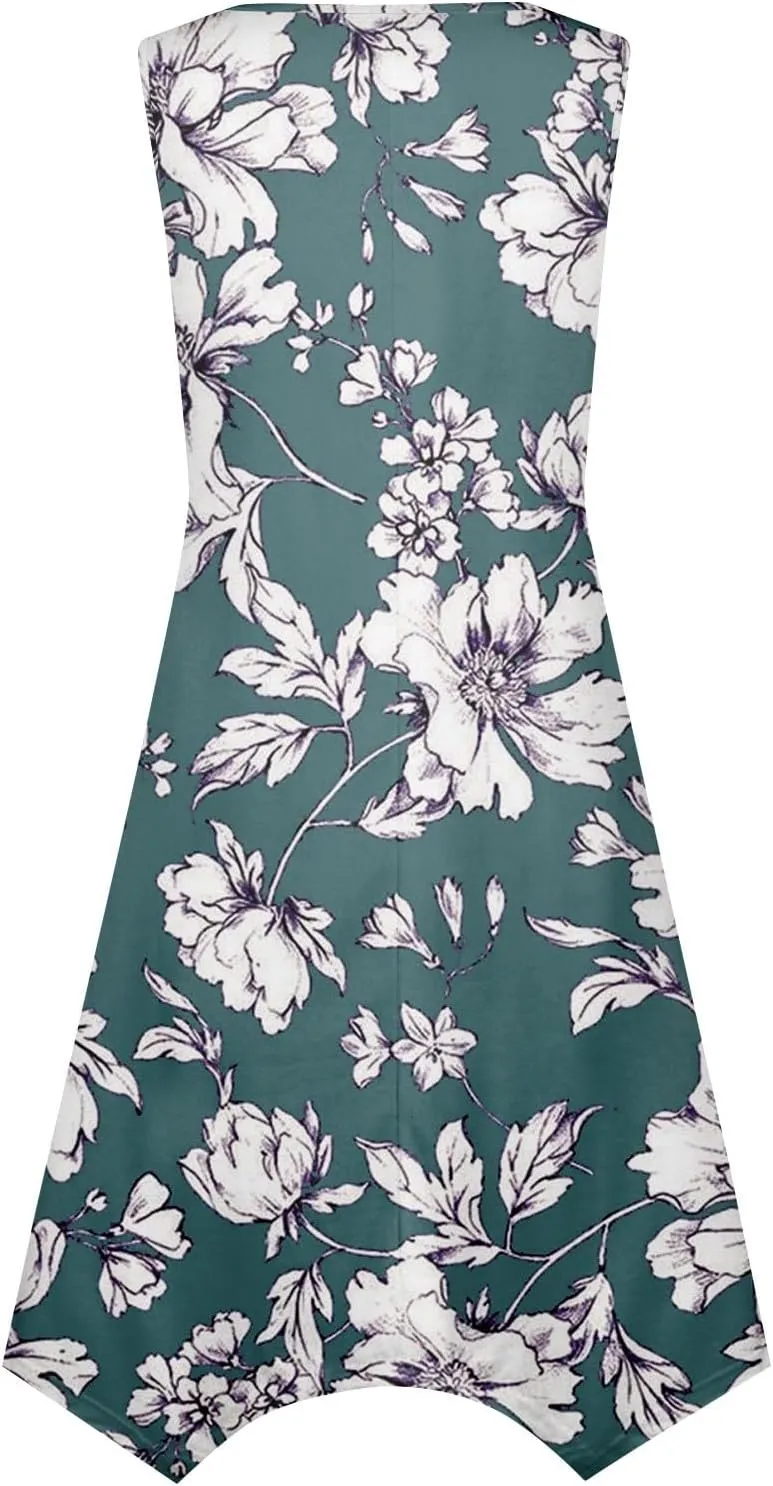 Womens Dresses Dresses for Women 2025 Elegant Swing Floral Print Cotton Spring Summer Sundress Maxi
