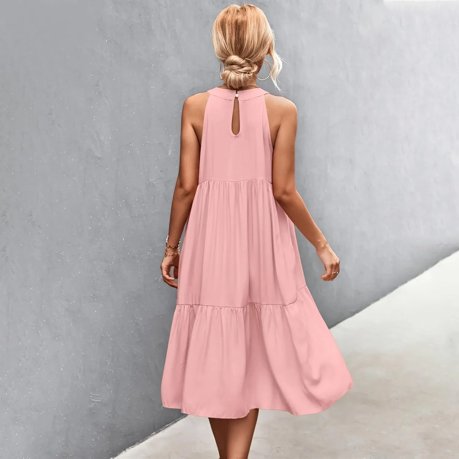 Womens Dresses Patchwork High Waisted Loose Swing Womens Dresses Tea Party Dresses for Woman Maxi