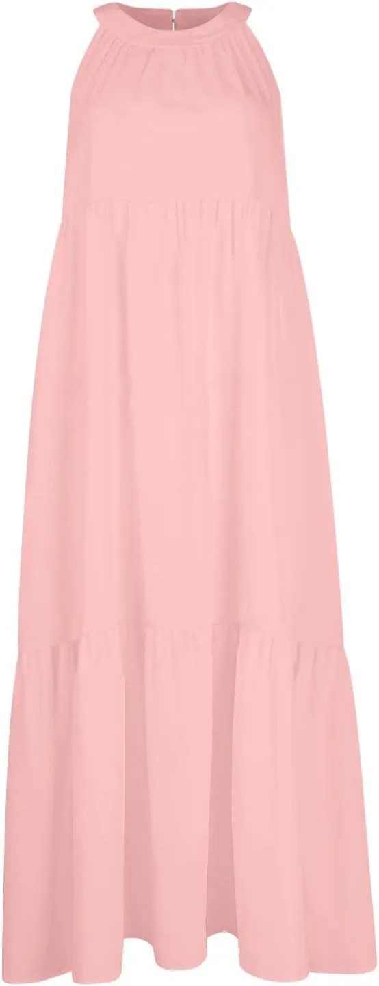 Womens Dresses Patchwork High Waisted Loose Swing Womens Dresses Tea Party Dresses for Woman Maxi