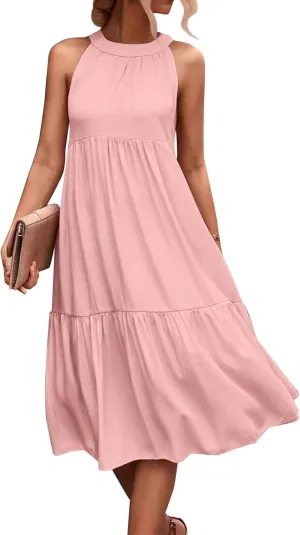 Womens Dresses Patchwork High Waisted Loose Swing Womens Dresses Tea Party Dresses for Woman Maxi
