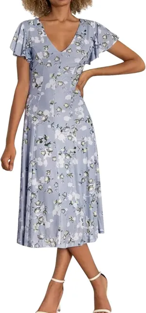 Womens Dresses Spring Summer Swing Casual Fitted Maxi Dresses for Women 2025 Ruffle Short Sleeve