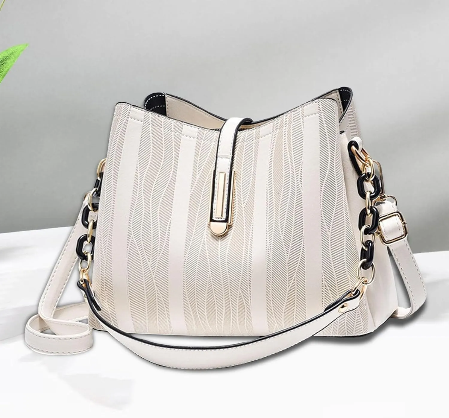Women's Fashionable And Versatile Trendy Large Bags Capacity Soft Leather Shoulder Crossbody Large (White, One Size)